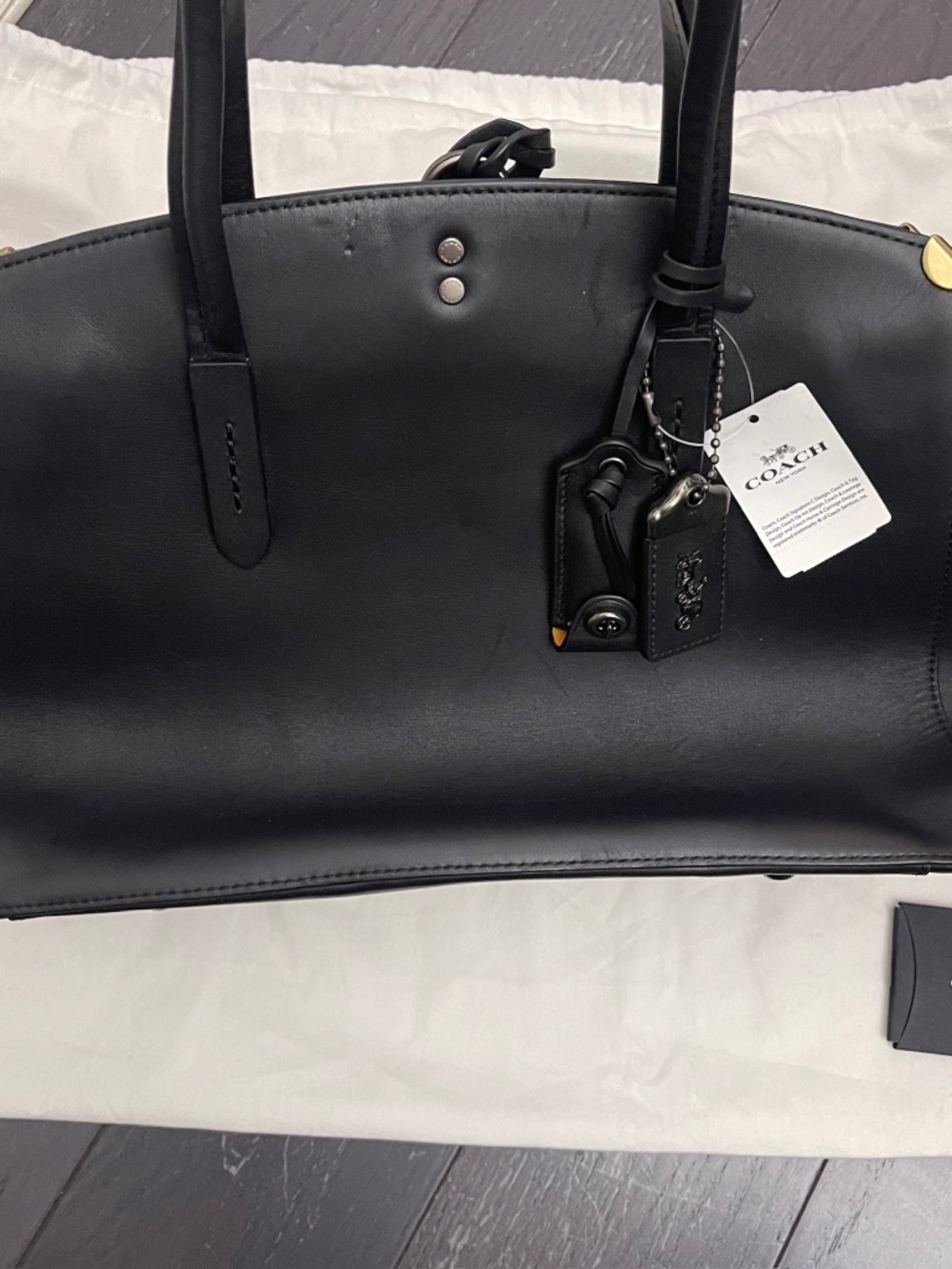 Coach Cooper Carryall 22821 Black Leather Satchel Tote Crossbody No Strap w/tag - Picture 2 of 16